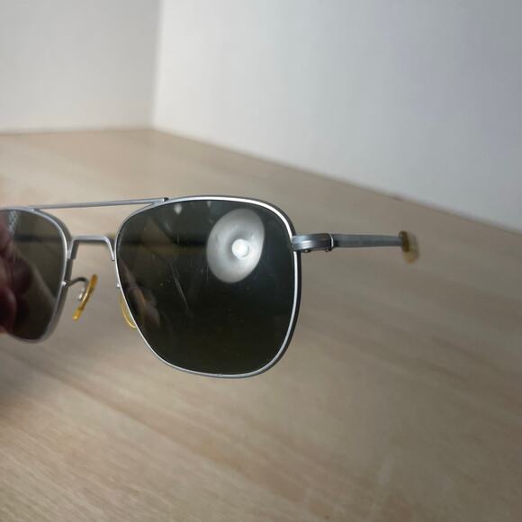 Vintage Randolph Engineering Aviator Sunglasses 5 1/2 Matte Chrome READ - Picture 9 of 15